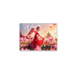 raxxa Glas-Magnet: Comic Girl Aunt with Traditional Fan