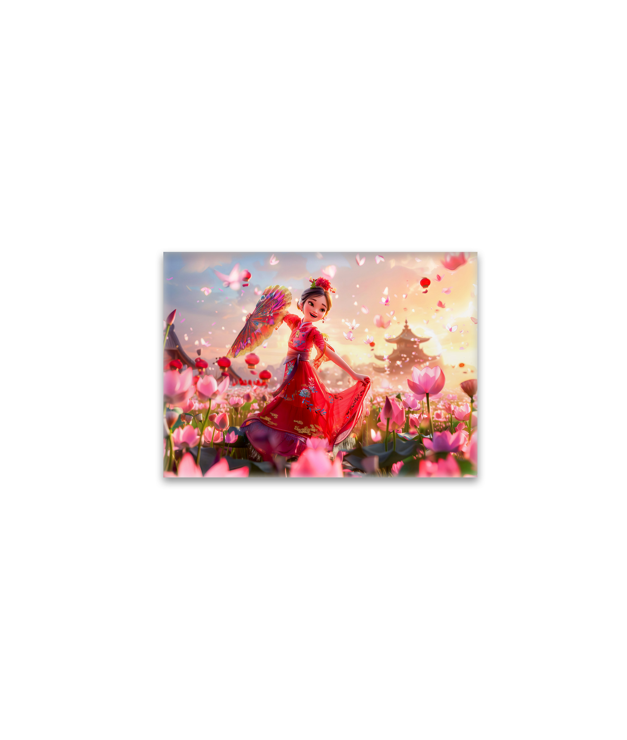 raxxa Glas-Magnet: Comic Girl Aunt with Traditional Fan