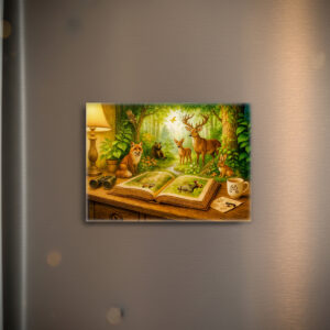 raxxa Glas-Magnet: Forest animals rising from open book