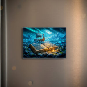 raxxa Glas-Magnet: Viking ship sails from ancient book