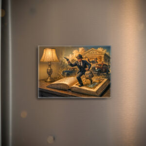 raxxa Glas-Magnet: 1920s gangster book scene illustration