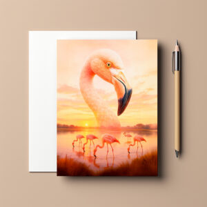raxxa Postkarte: Double Exposure Portrait of Pink Flamingo