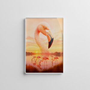 raxxa Glas-Magnet: Double Exposure Portrait of Pink Flamingo