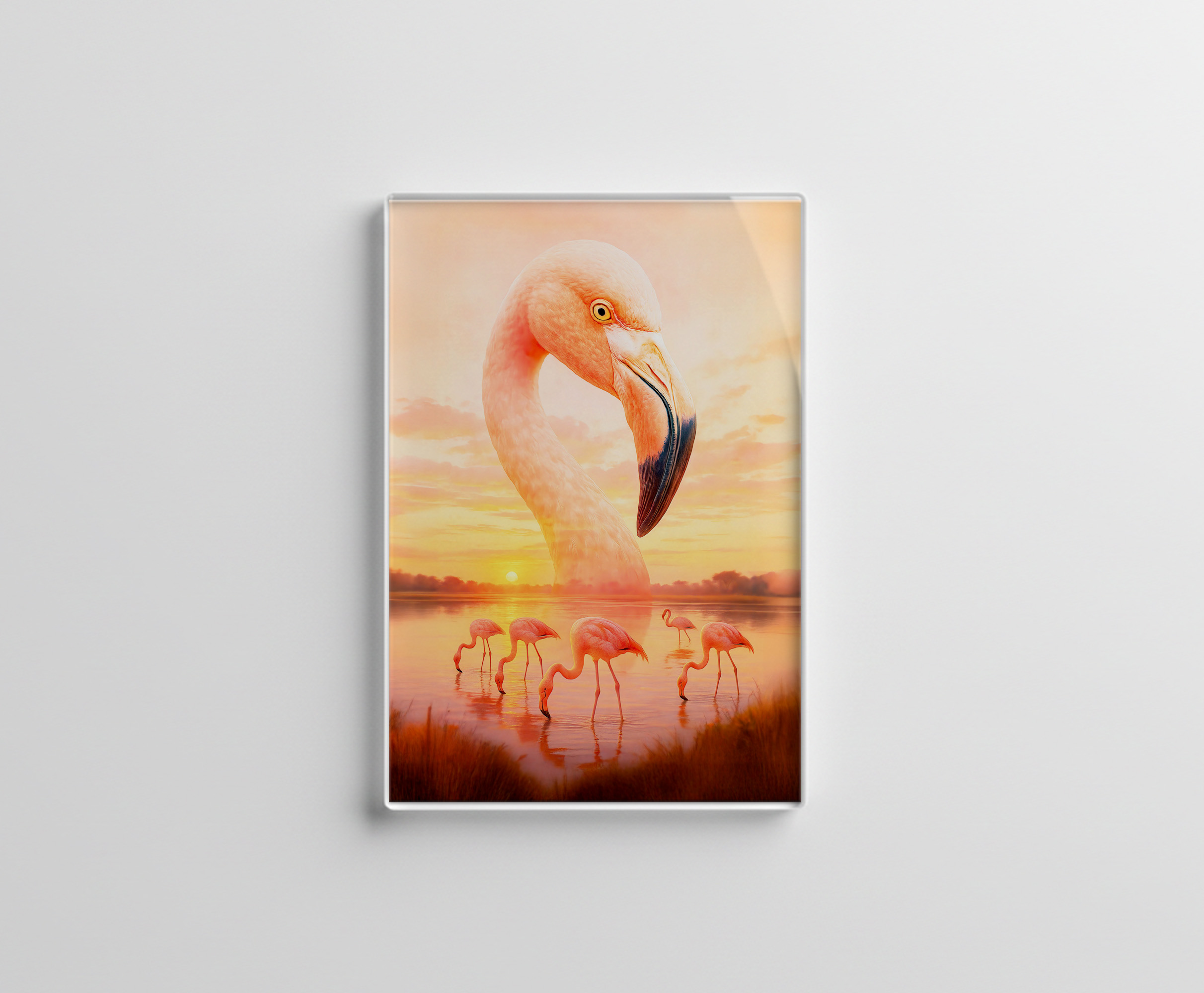 raxxa Glas-Magnet: Double Exposure Portrait of Pink Flamingo