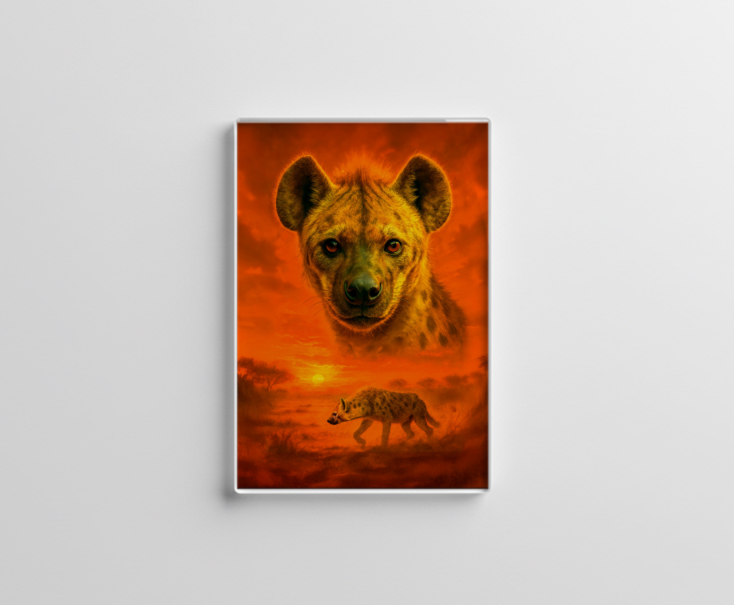 raxxa Glas-Magnet: Double Exposure Portrait of African Hyena