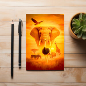 raxxa Postkarte: African Wildlife Group Scene in Double Exposure