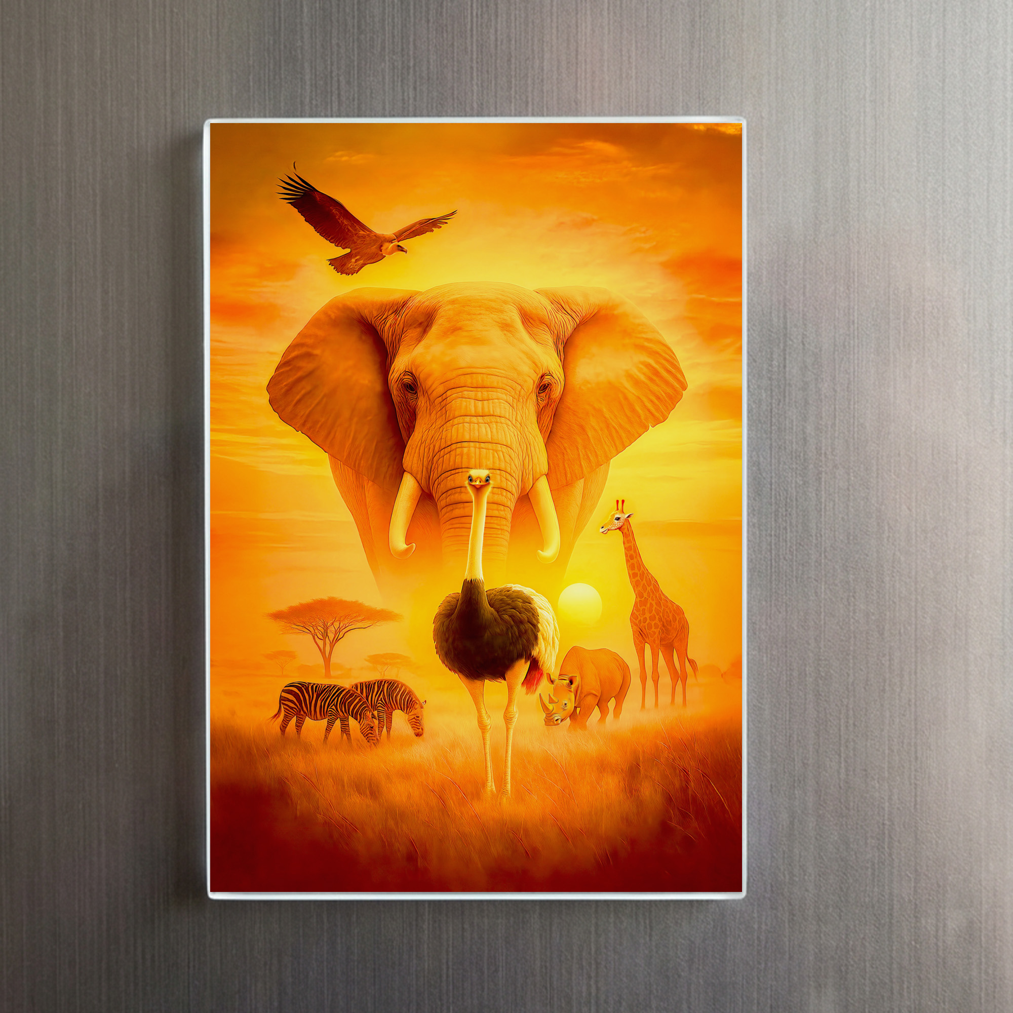 raxxa Glas-Magnet: African Wildlife Group Scene in Double Exposure - Image 2
