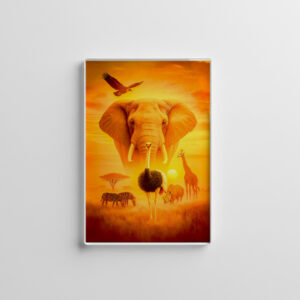 raxxa Glas-Magnet: African Wildlife Group Scene in Double Exposure