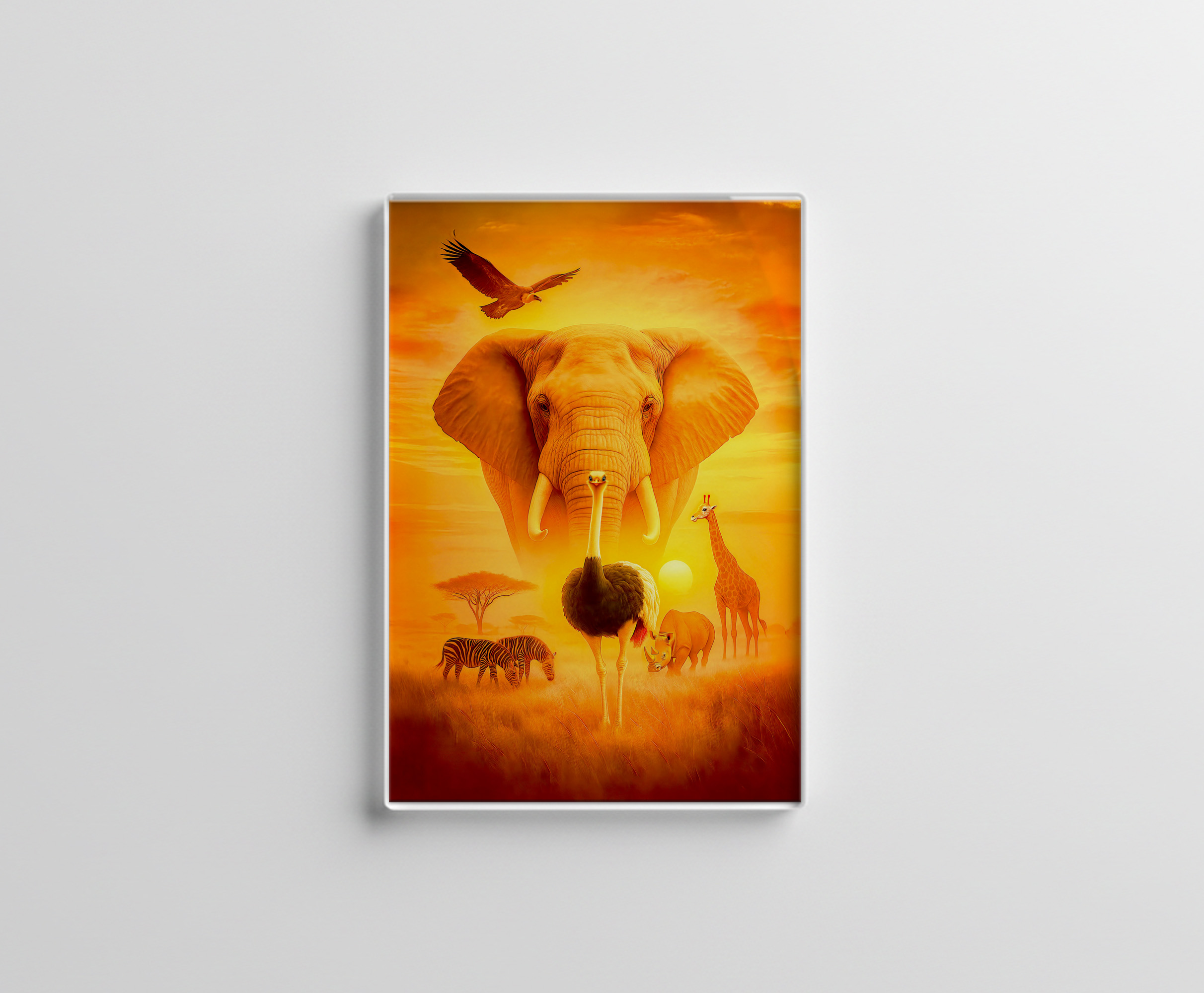 raxxa Glas-Magnet: African Wildlife Group Scene in Double Exposure