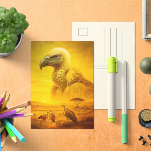 raxxa Postkarte: Double Exposure Portrait of African Vulture