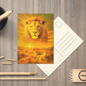 raxxa Postkarte: Double Exposure Portrait of African Lion