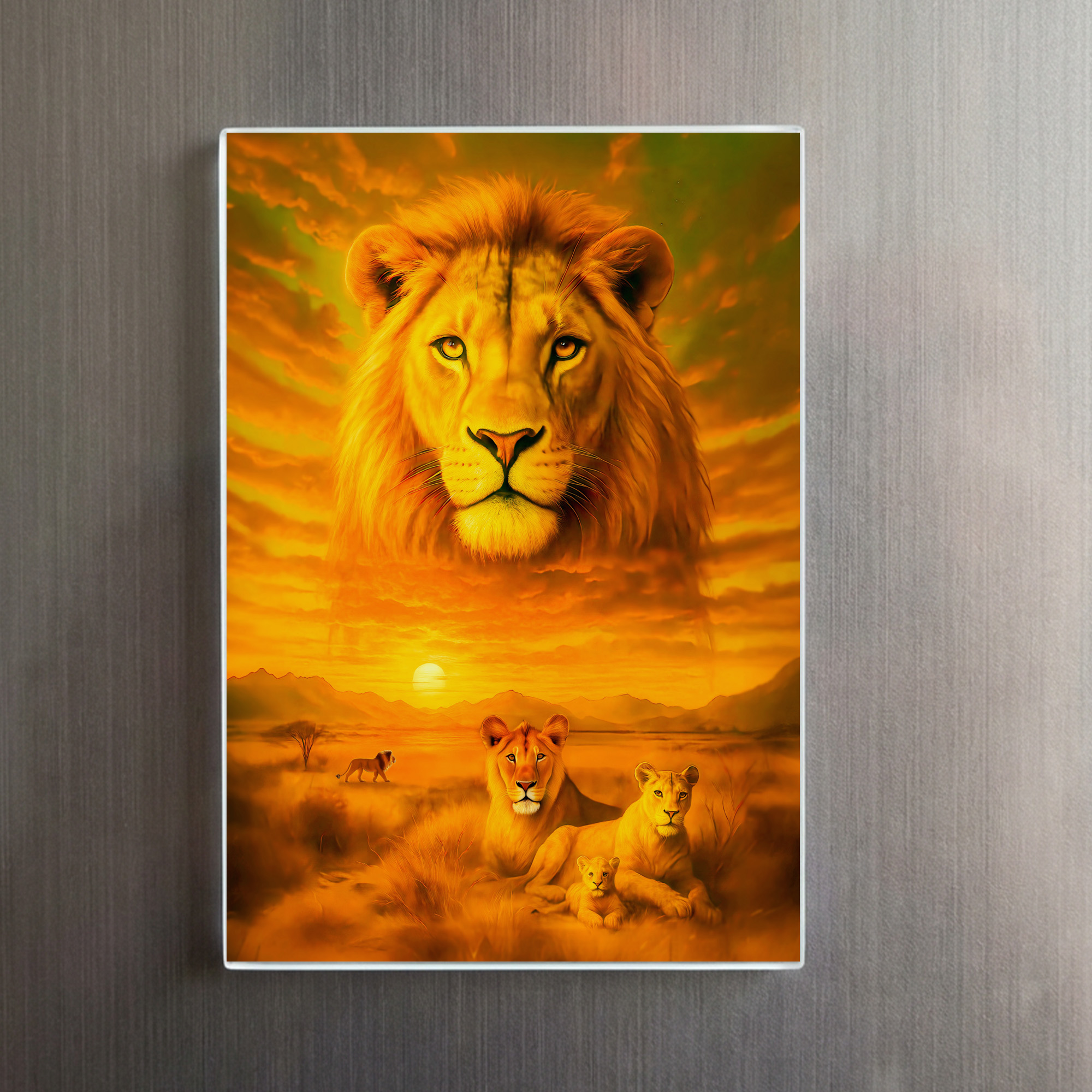 raxxa Glas-Magnet: Double Exposure Portrait of African Lion - immagine 2