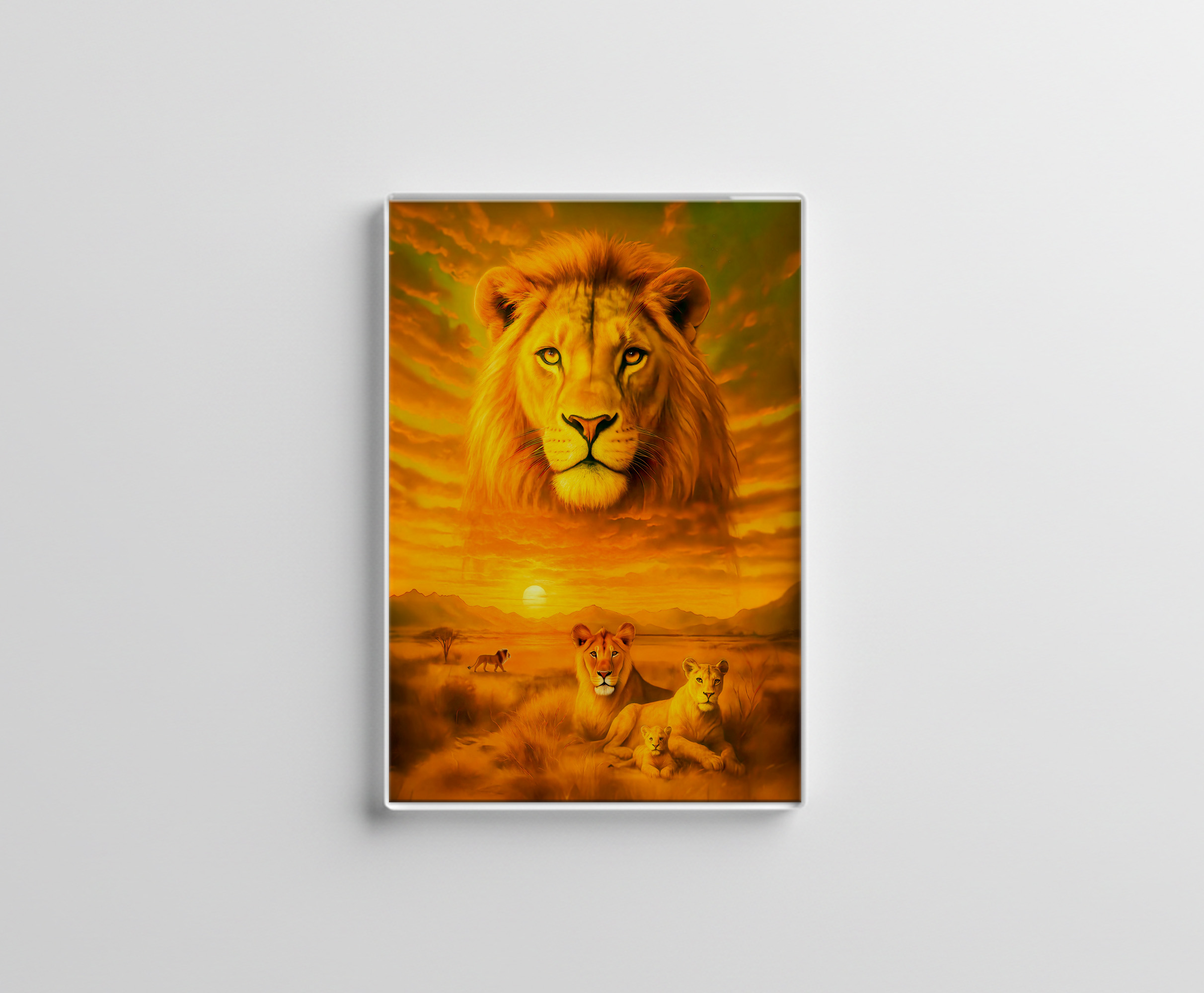 raxxa Glas-Magnet: Double Exposure Portrait of African Lion