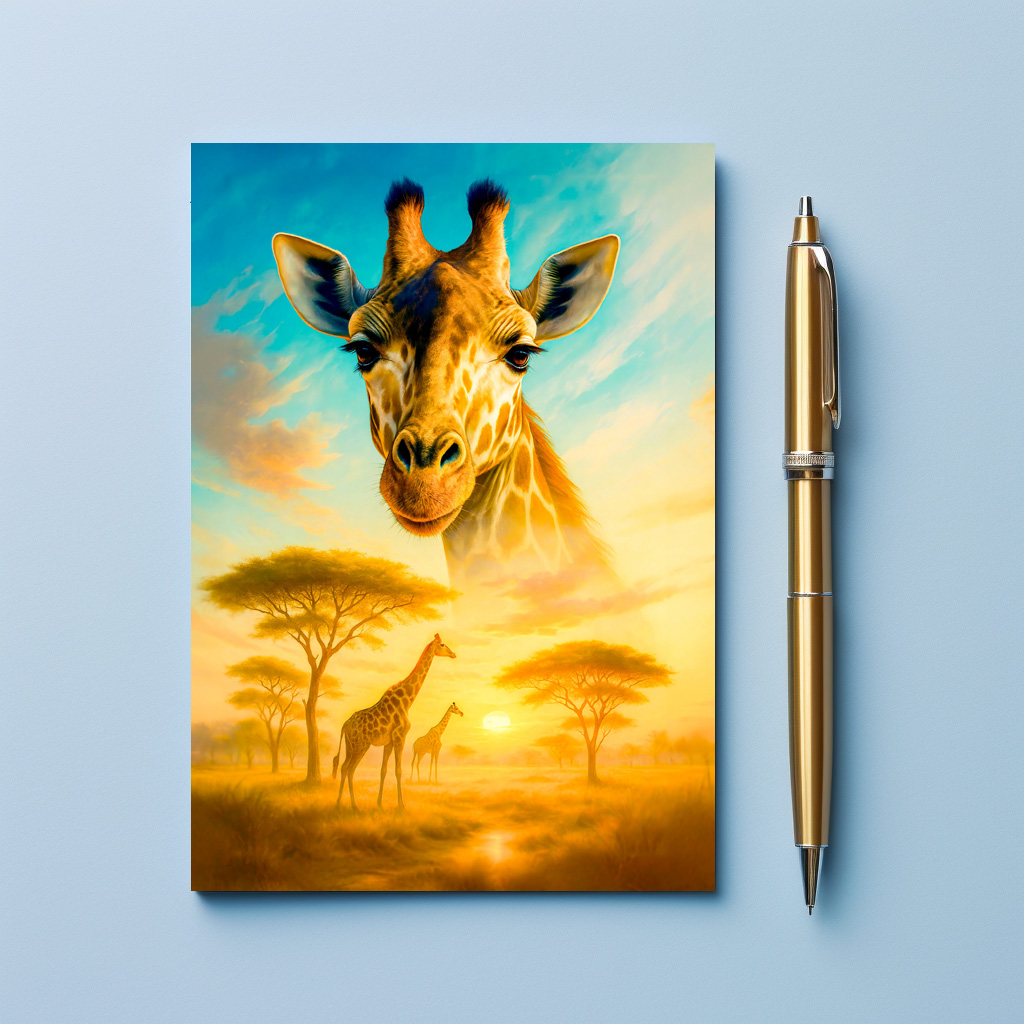 raxxa Postkarte: Double Exposure Portrait of African Giraffe