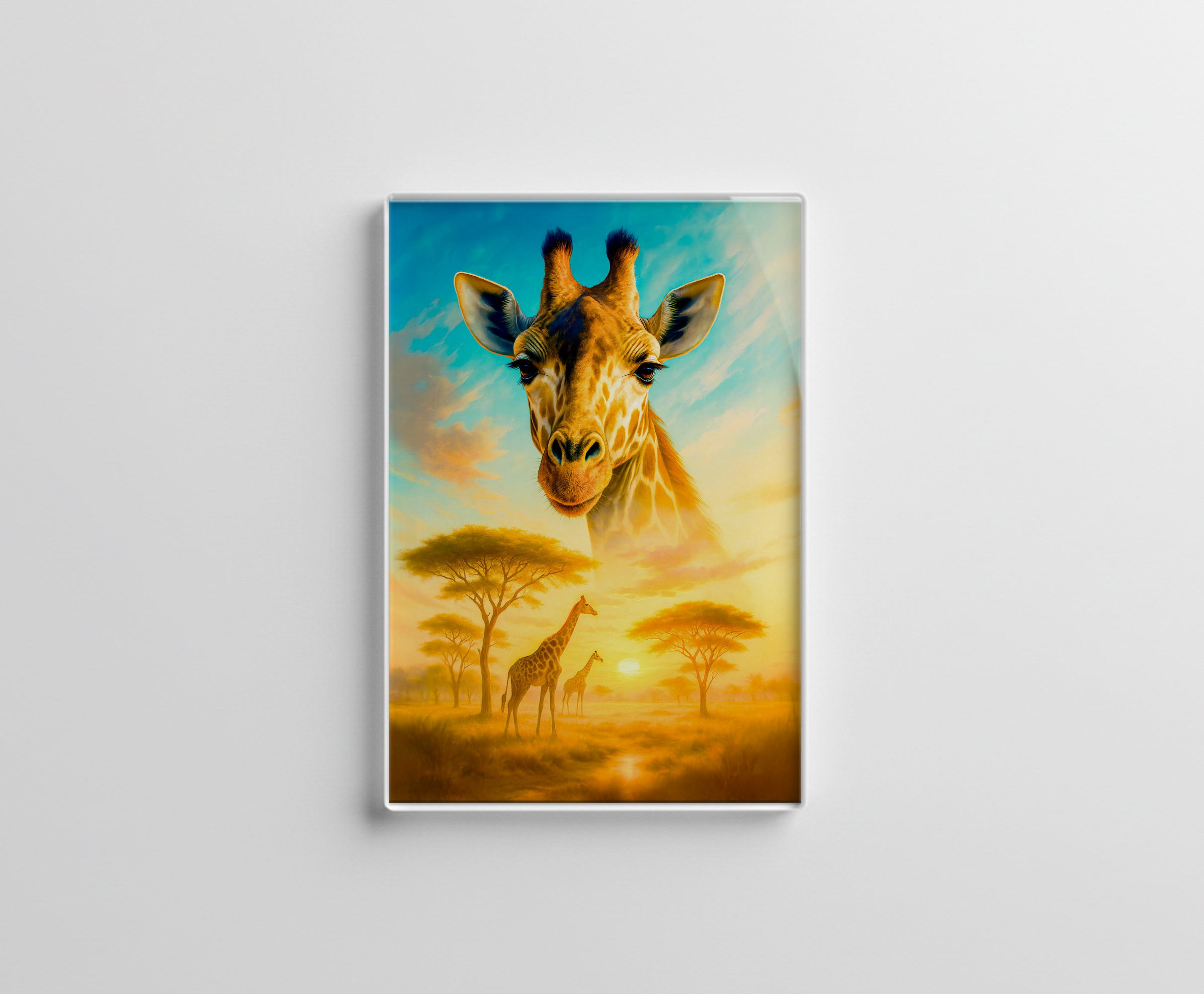 raxxa Glas-Magnet: Double Exposure Portrait of African Giraffe