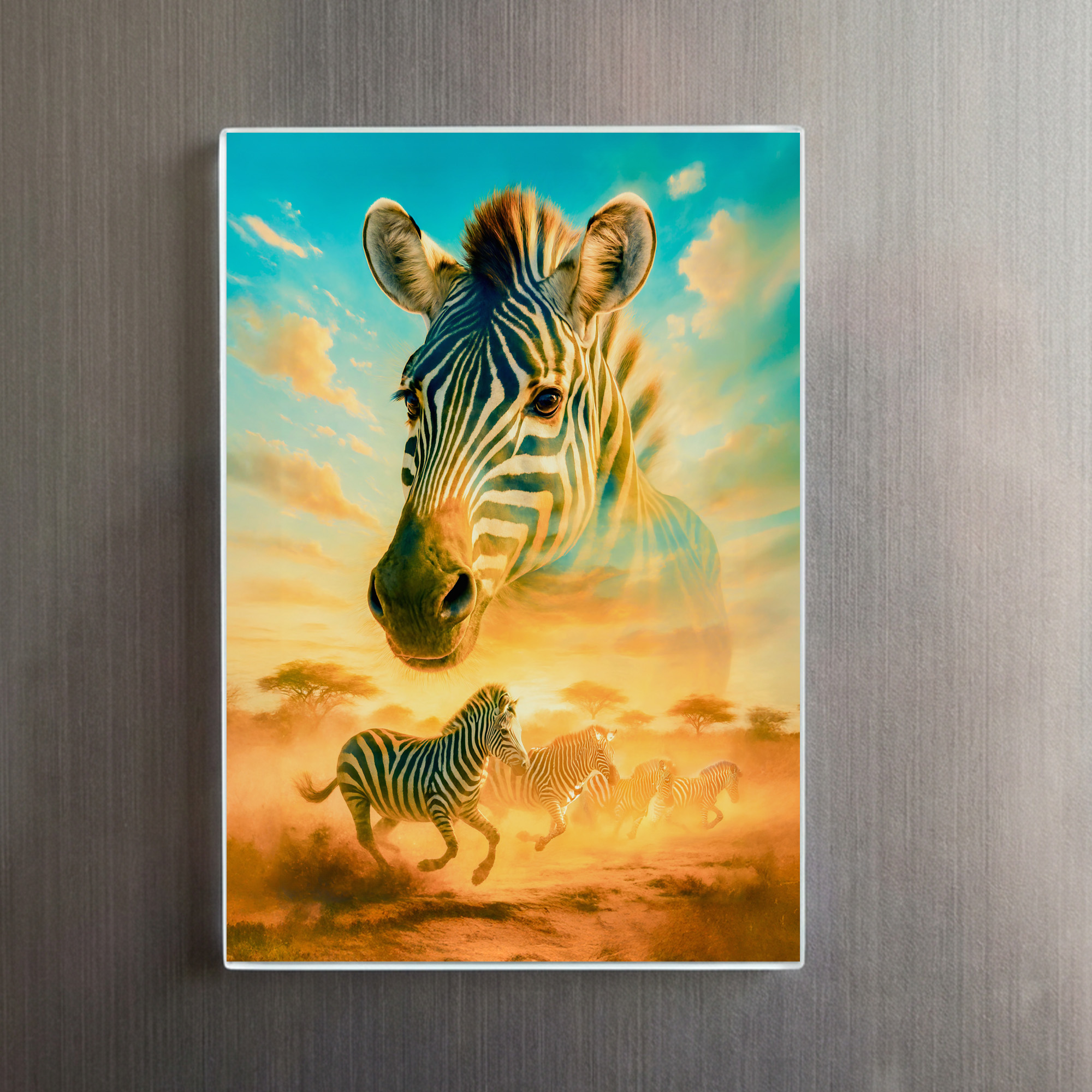 raxxa Glas-Magnet: Double Exposure Portrait of Zebra - Imagen 2