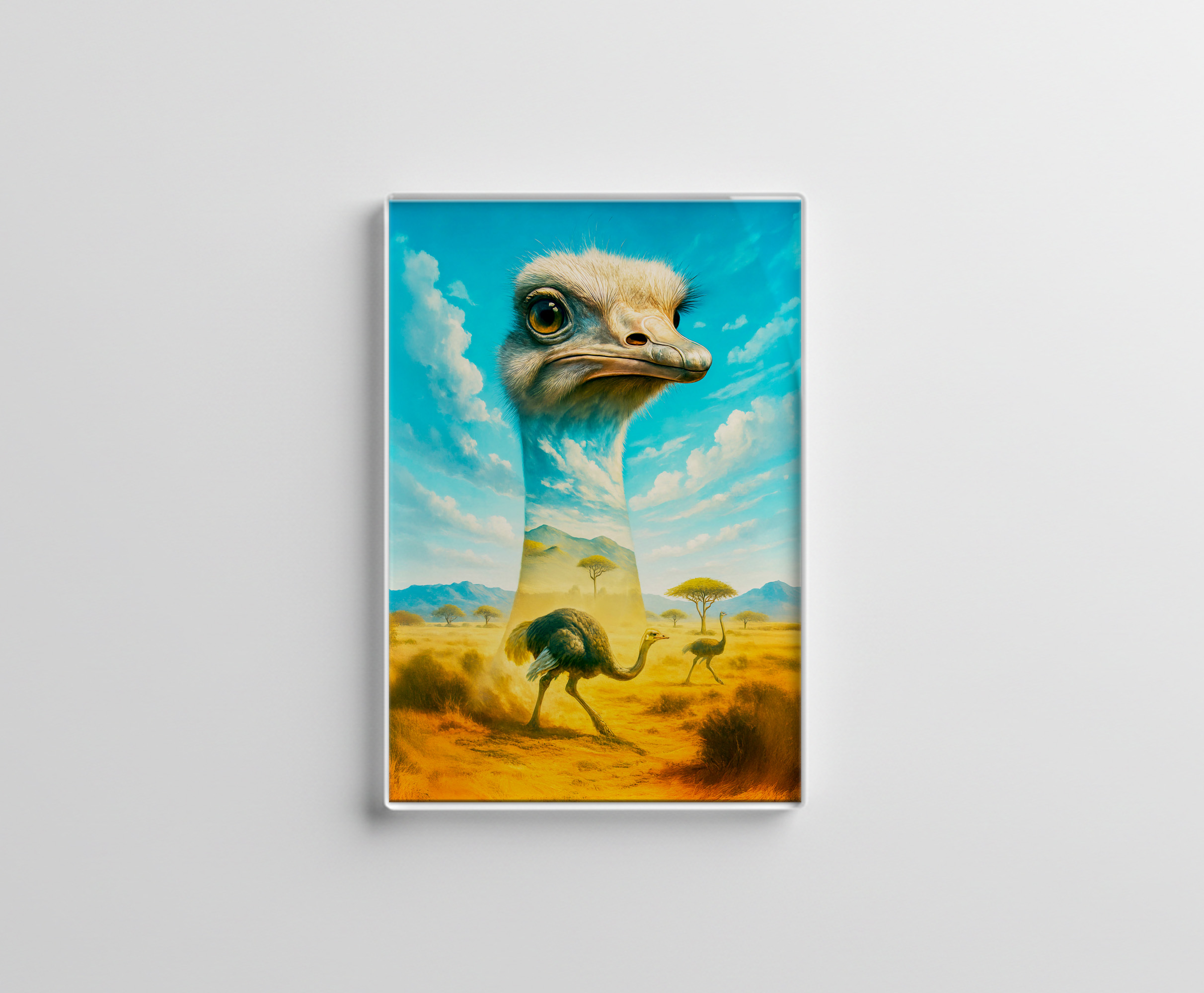 raxxa Glas-Magnet: Double Exposure Portrait of Ostrich