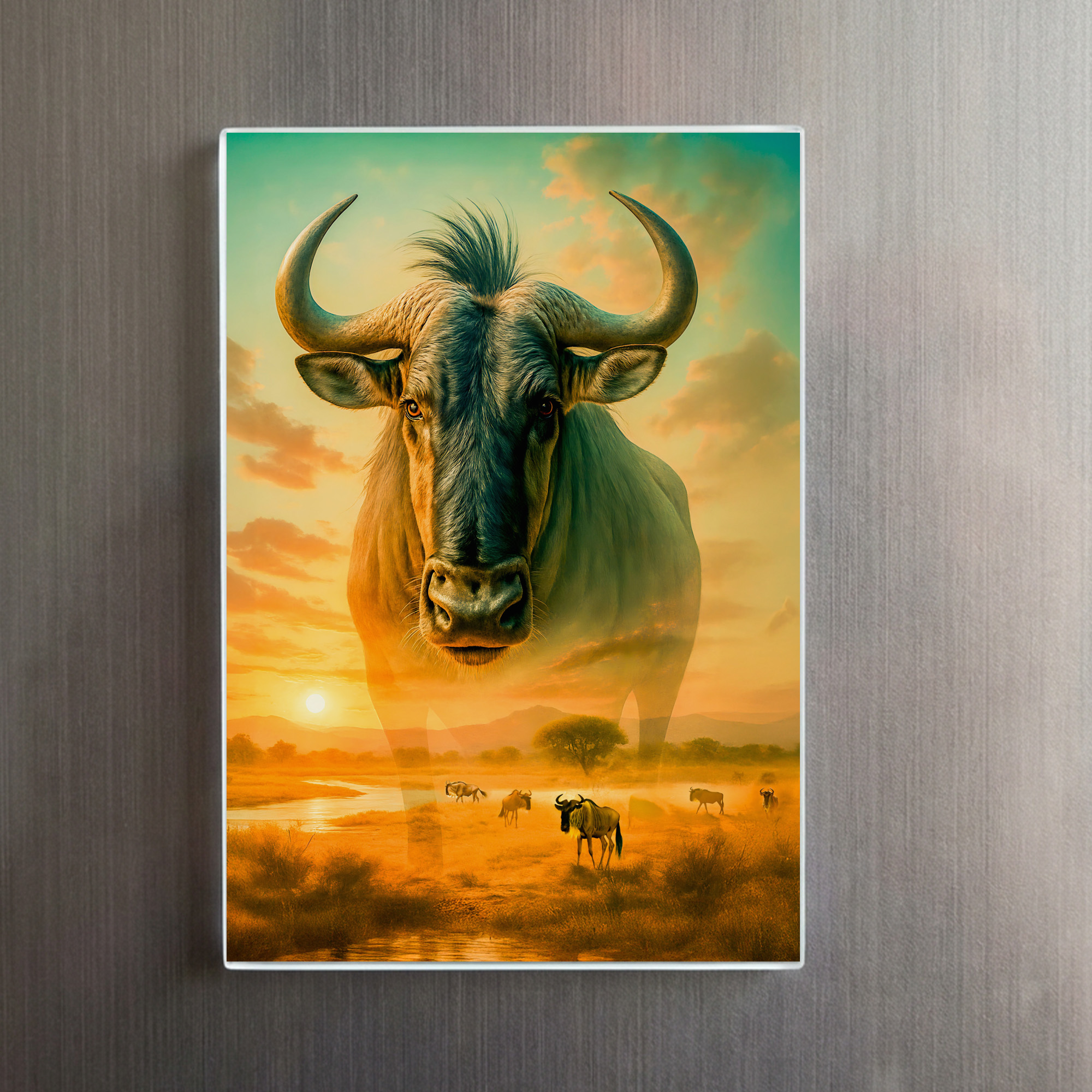 raxxa Glas-Magnet: Double Exposure Portrait of Wildebeest - immagine 2