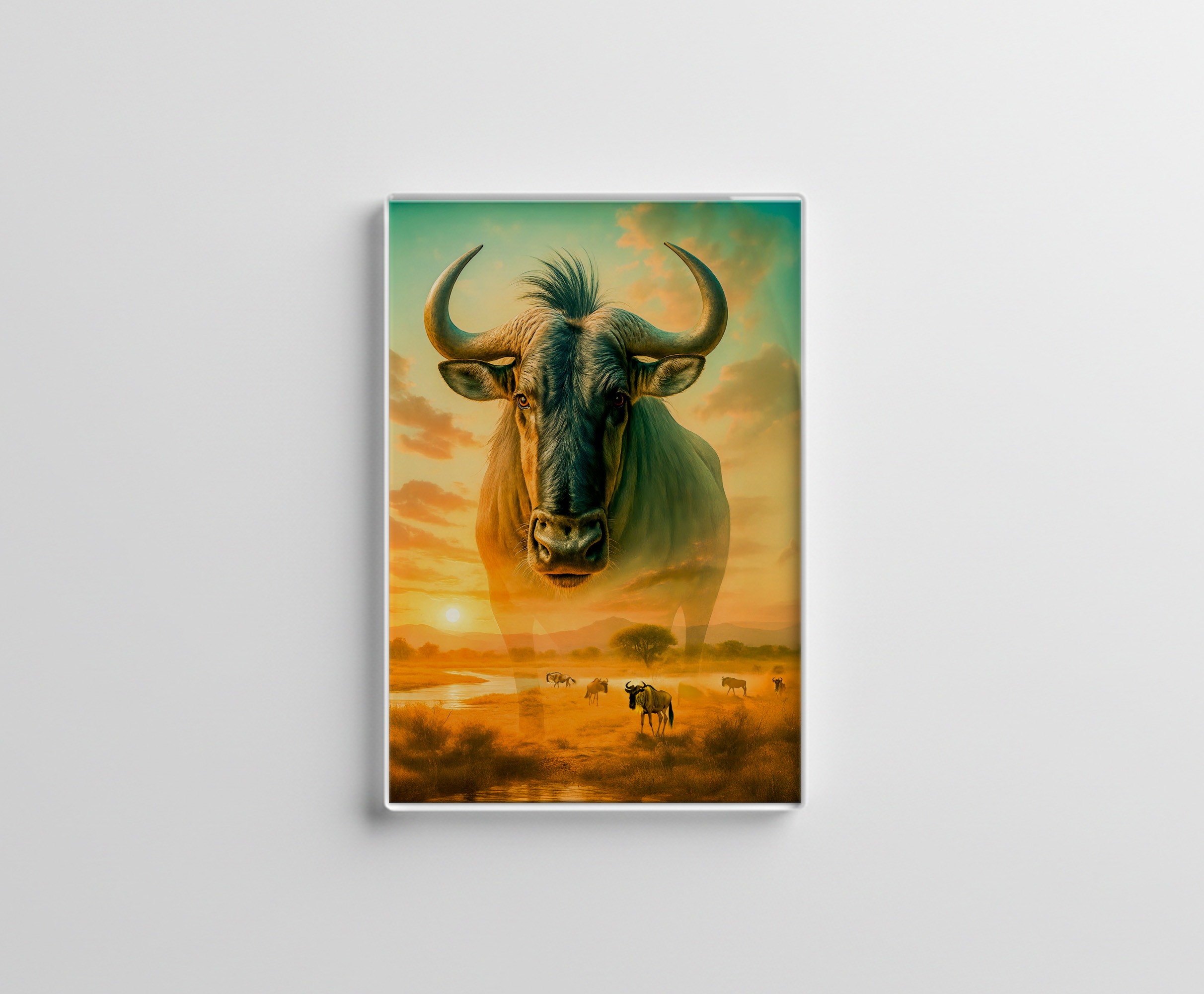 raxxa Glas-Magnet: Double Exposure Portrait of Wildebeest