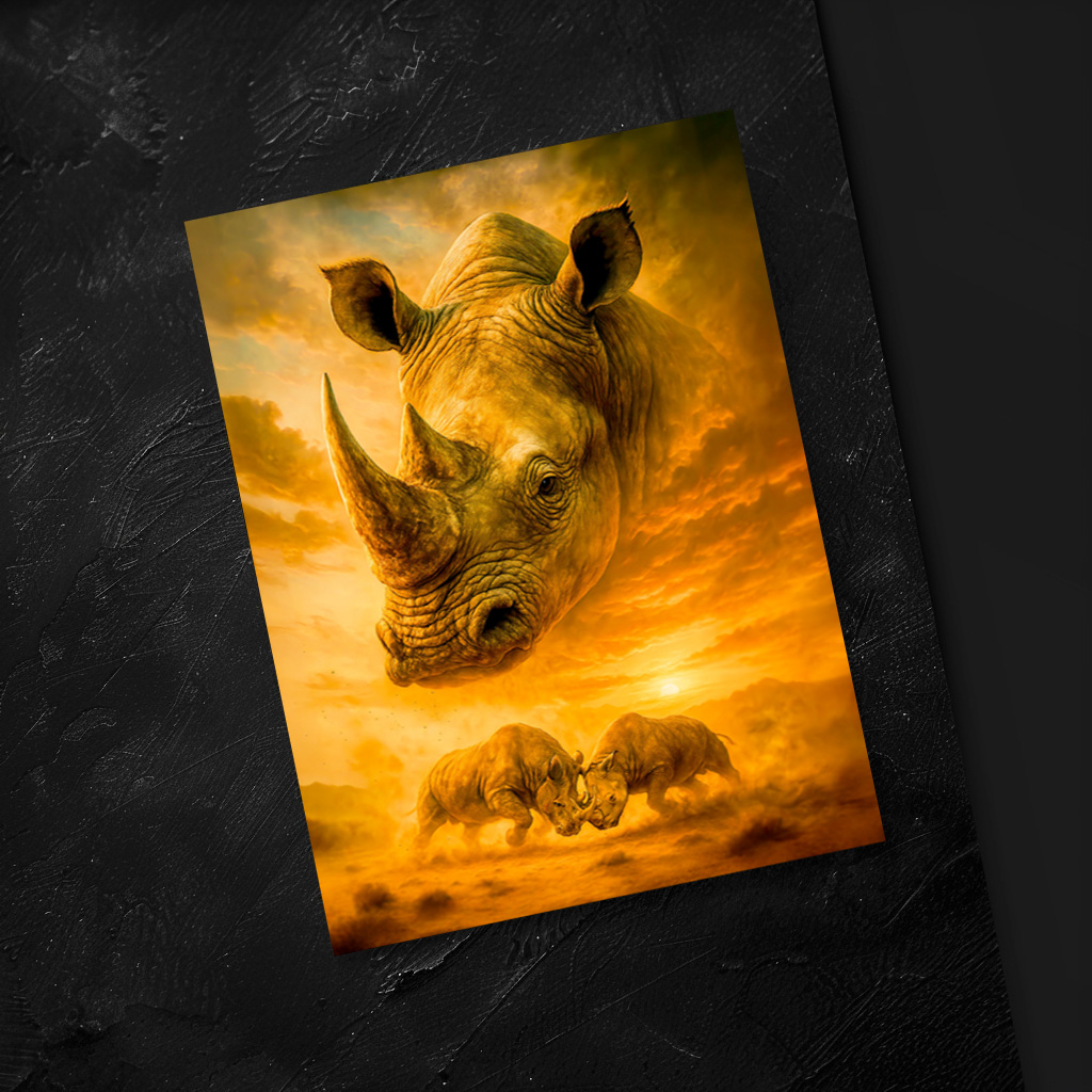 raxxa Postkarte: Double Exposure Portrait of White Rhino