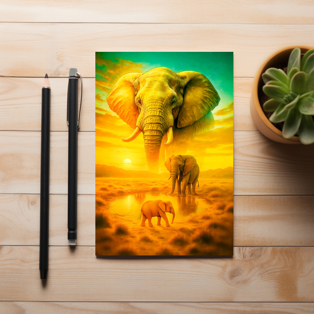 raxxa Postkarte: Double Exposure Portrait of African Elephant