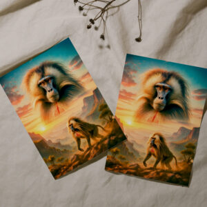 raxxa Postkarte: Double Exposure Portrait of Gelada Baboon