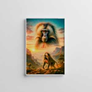 raxxa Glas-Magnet: Double Exposure Portrait of Gelada Baboon