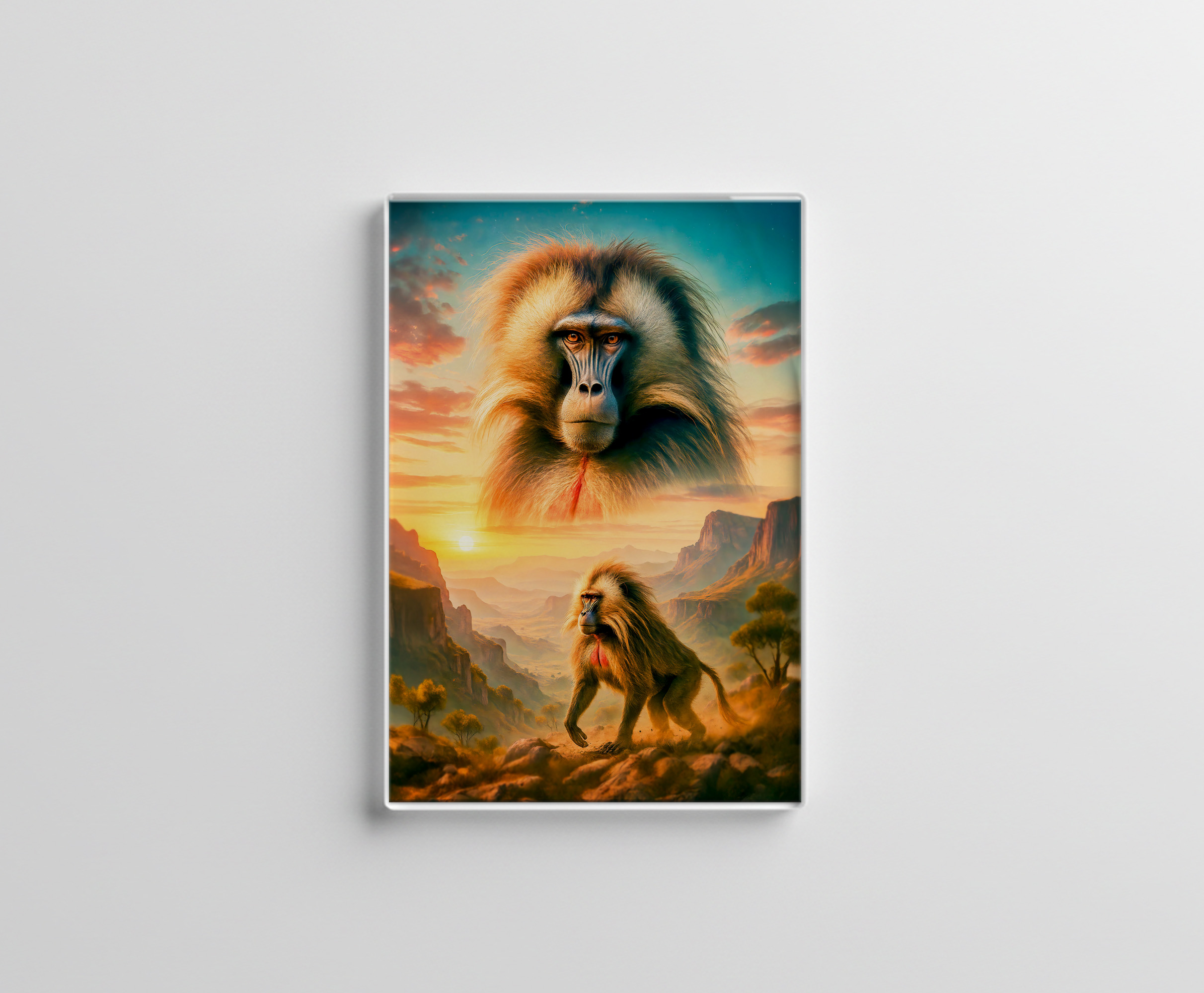 raxxa Glas-Magnet: Double Exposure Portrait of Gelada Baboon