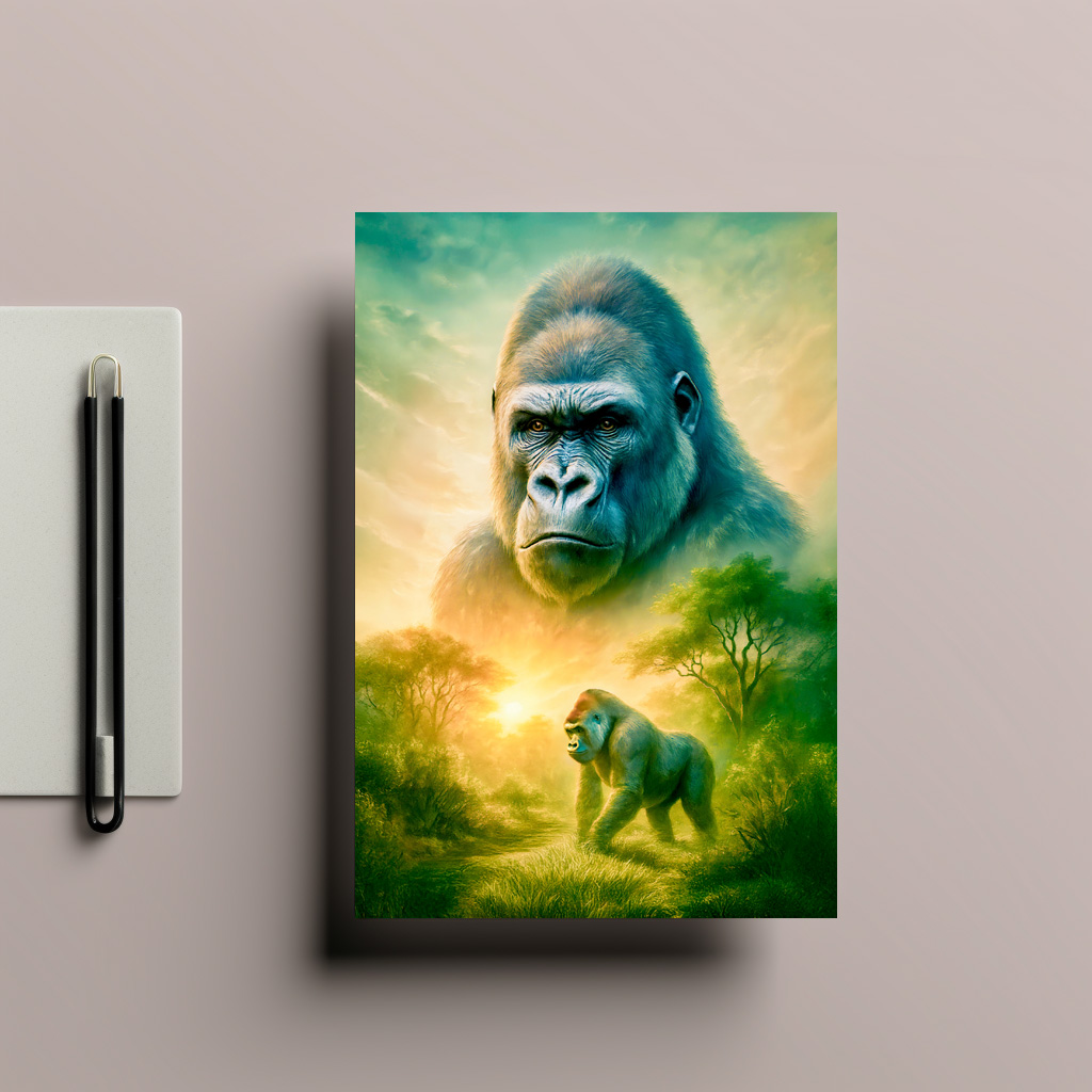 raxxa Postkarte: Double Exposure Portrait of Mountain Gorilla