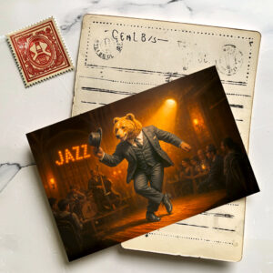 raxxa Postkarte: Dancing Bear Rocks a Jazz Club