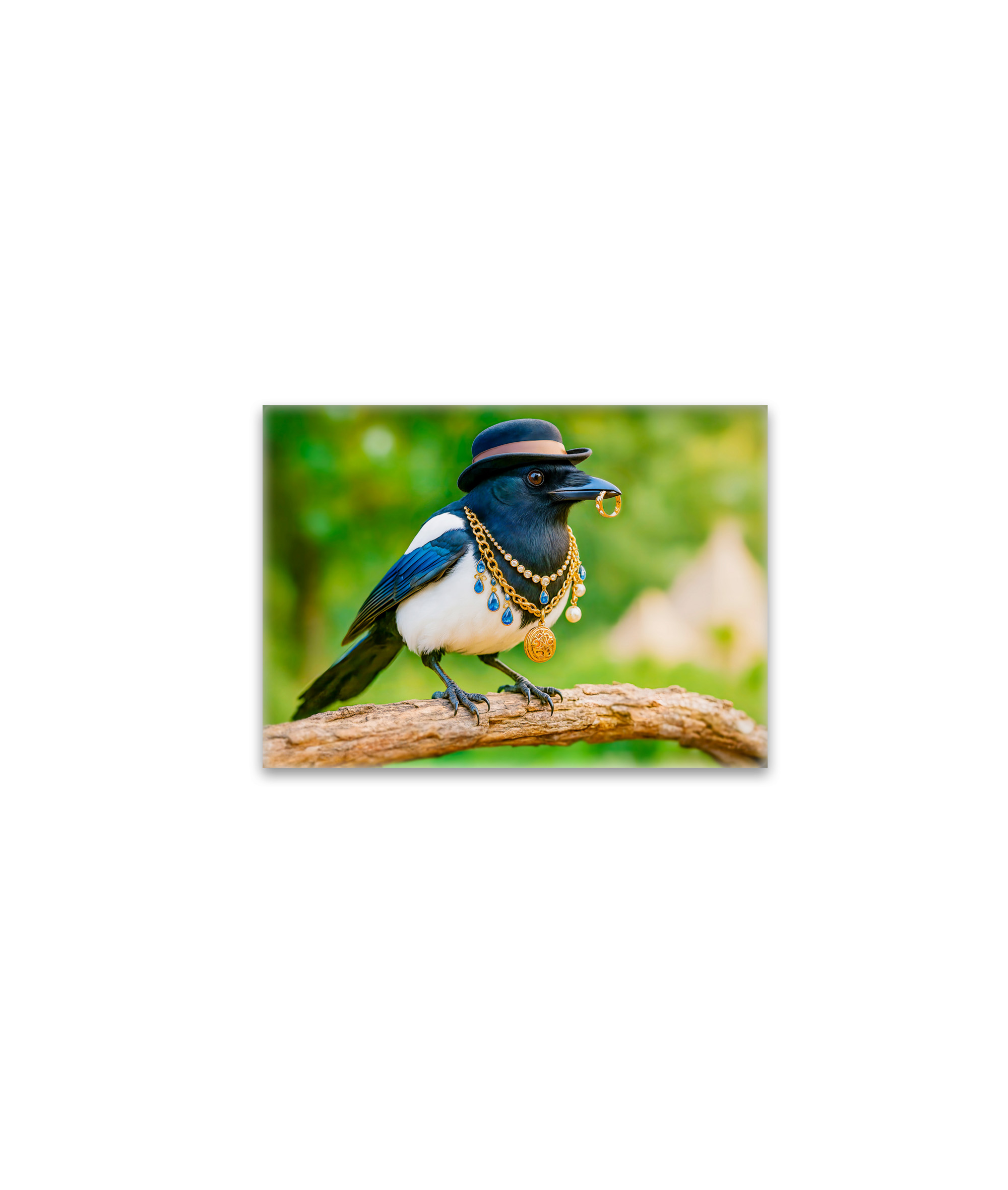 raxxa Glas-Magnet: Magpie Covered in Jewelry and Gems
