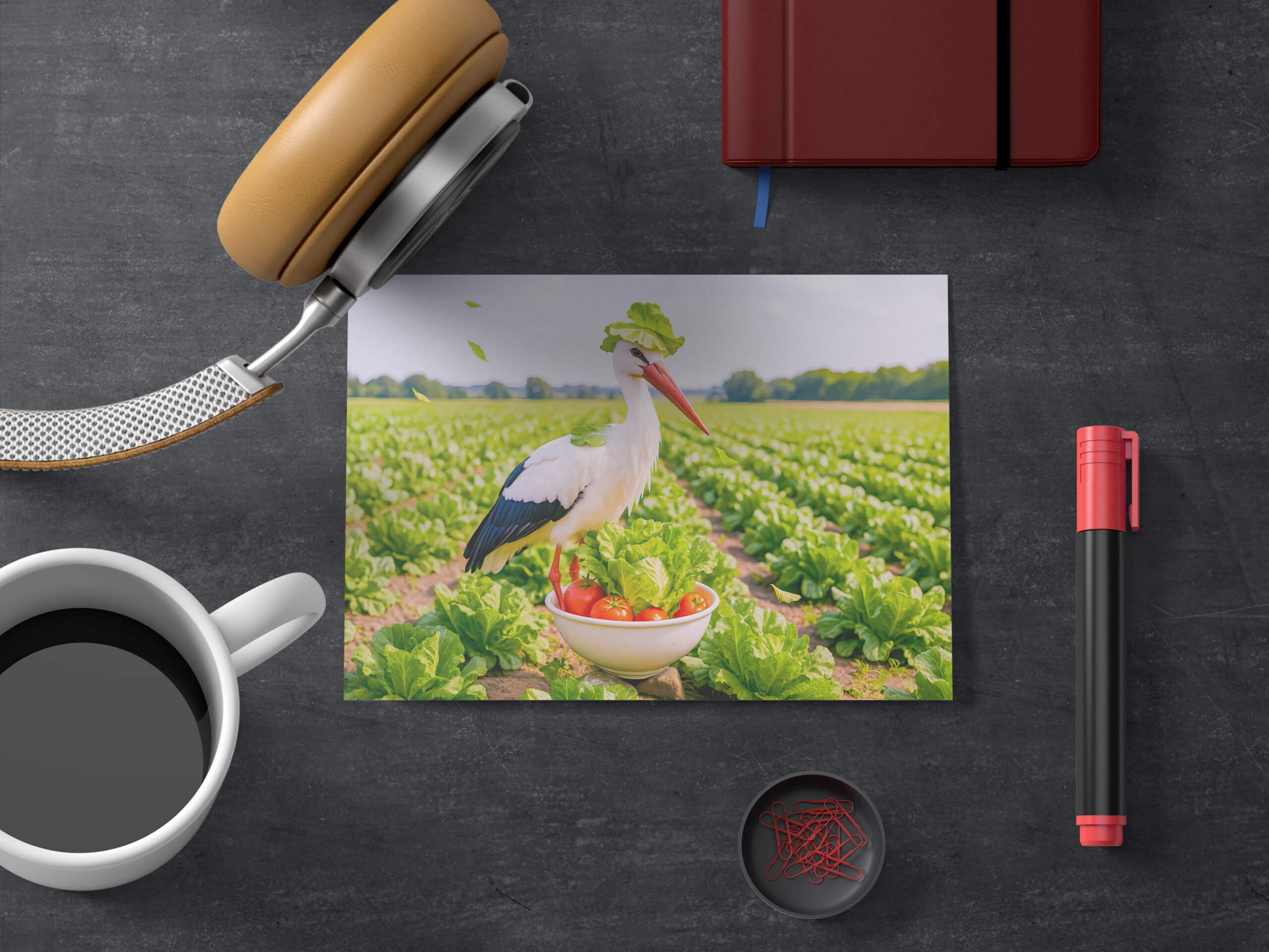 raxxa Postkarte: Stork Standing Awkwardly in Salad Patch