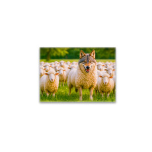 raxxa Glas-Magnet: Wolf Disguised Among Sheep in Meadow