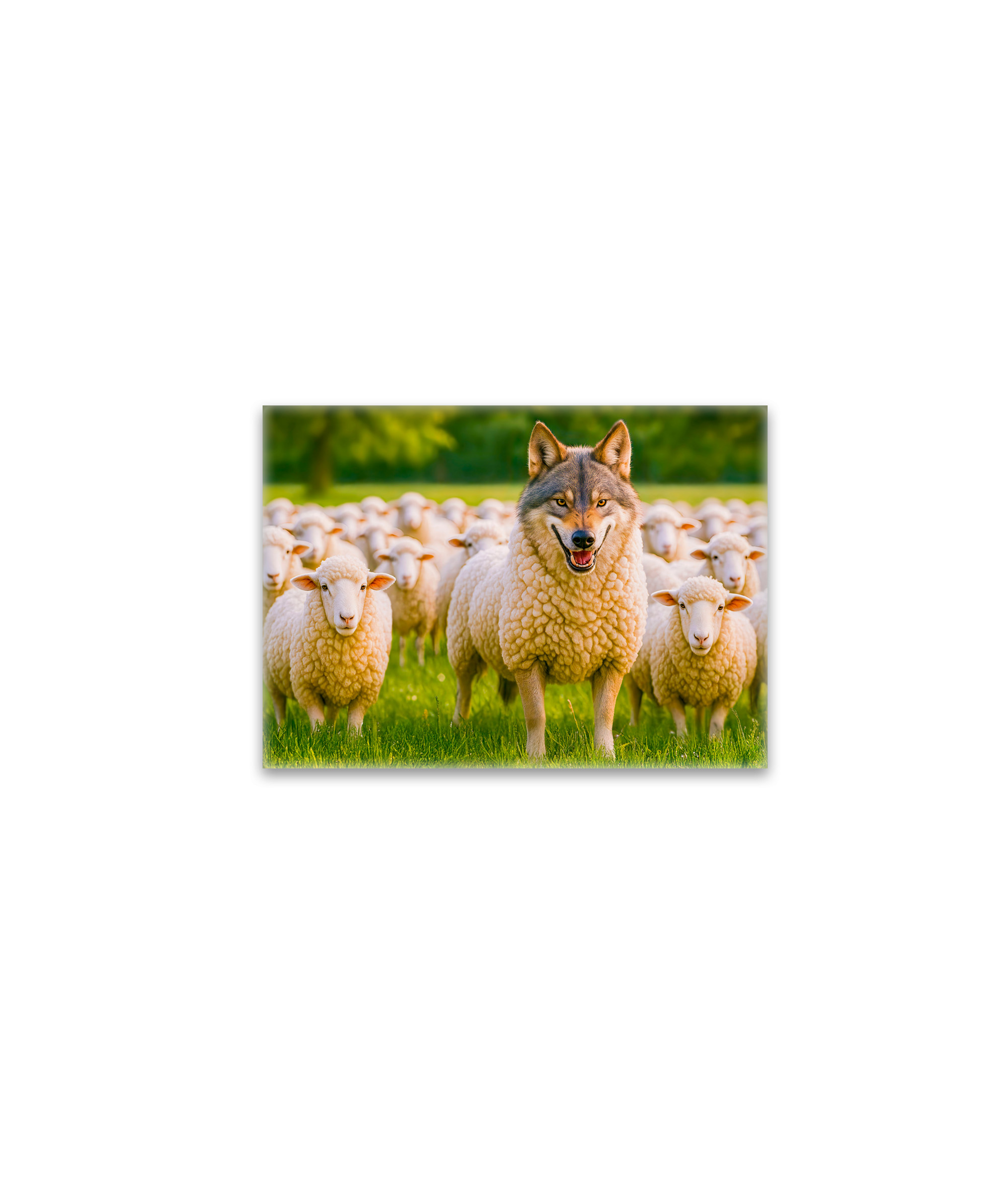 raxxa Glas-Magnet: Wolf Disguised Among Sheep in Meadow