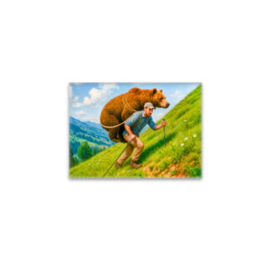 raxxa Glas-Magnet: Hiker Carries a Bear Up a Mountain