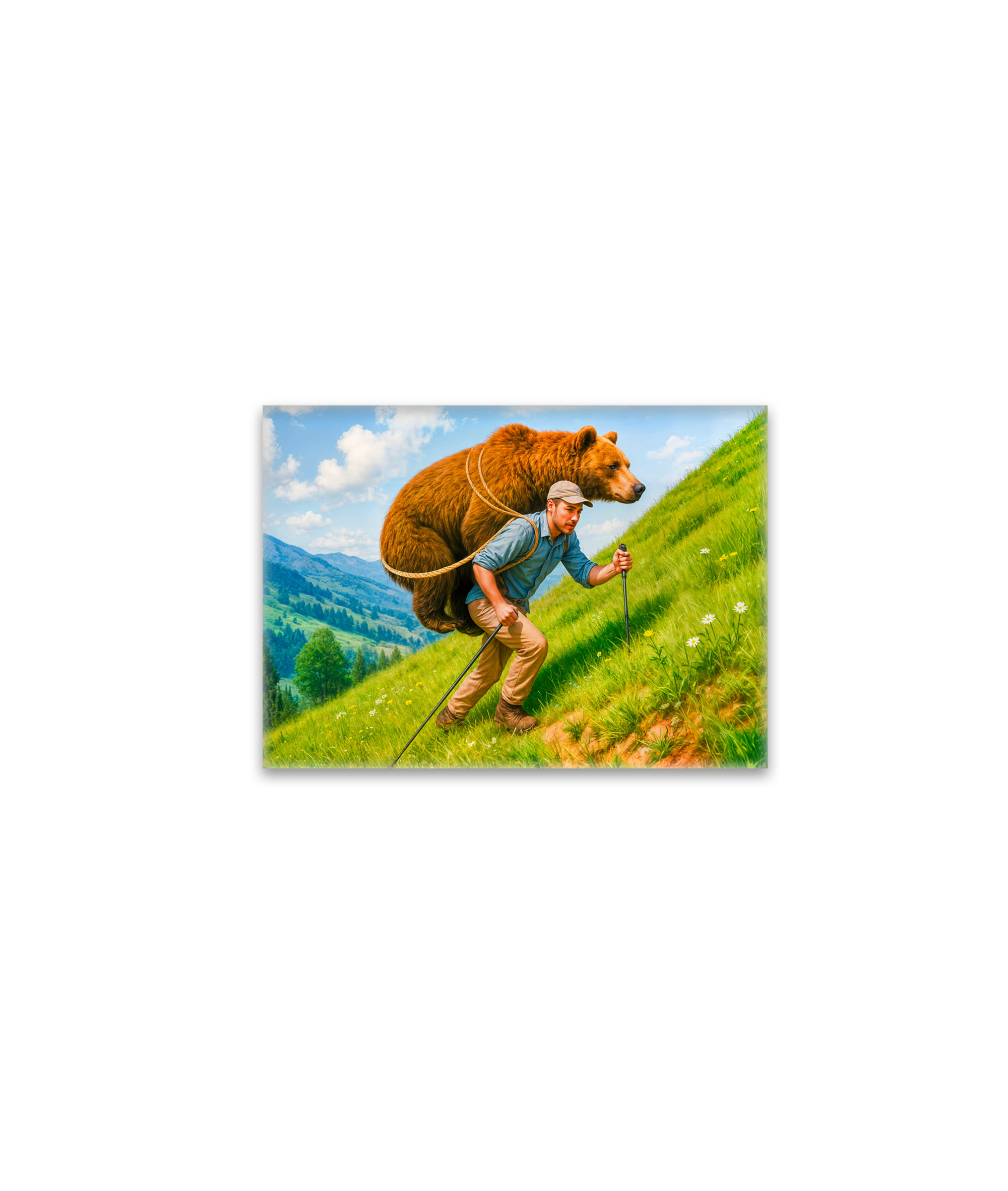 raxxa Glas-Magnet: Hiker Carries a Bear Up a Mountain