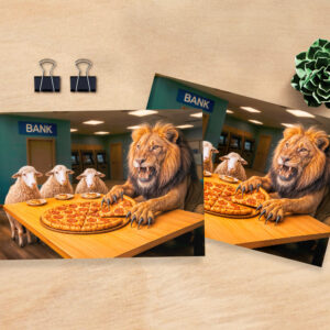 raxxa Postkarte: Lion Takes Lion’s Share of the Pizza