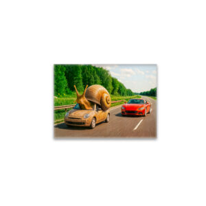 raxxa Glas-Magnet: Snail Car Crawling on Country Road