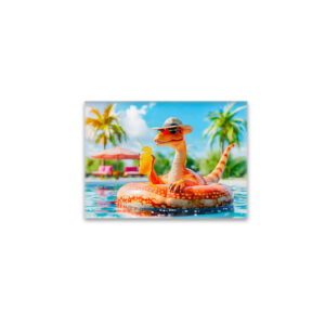 raxxa Glas-Magnet: Dino in Pool with Cocktail