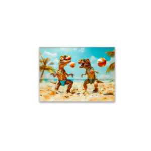 raxxa Glas-Magnet: T-Rexes Playing Ball on Beach