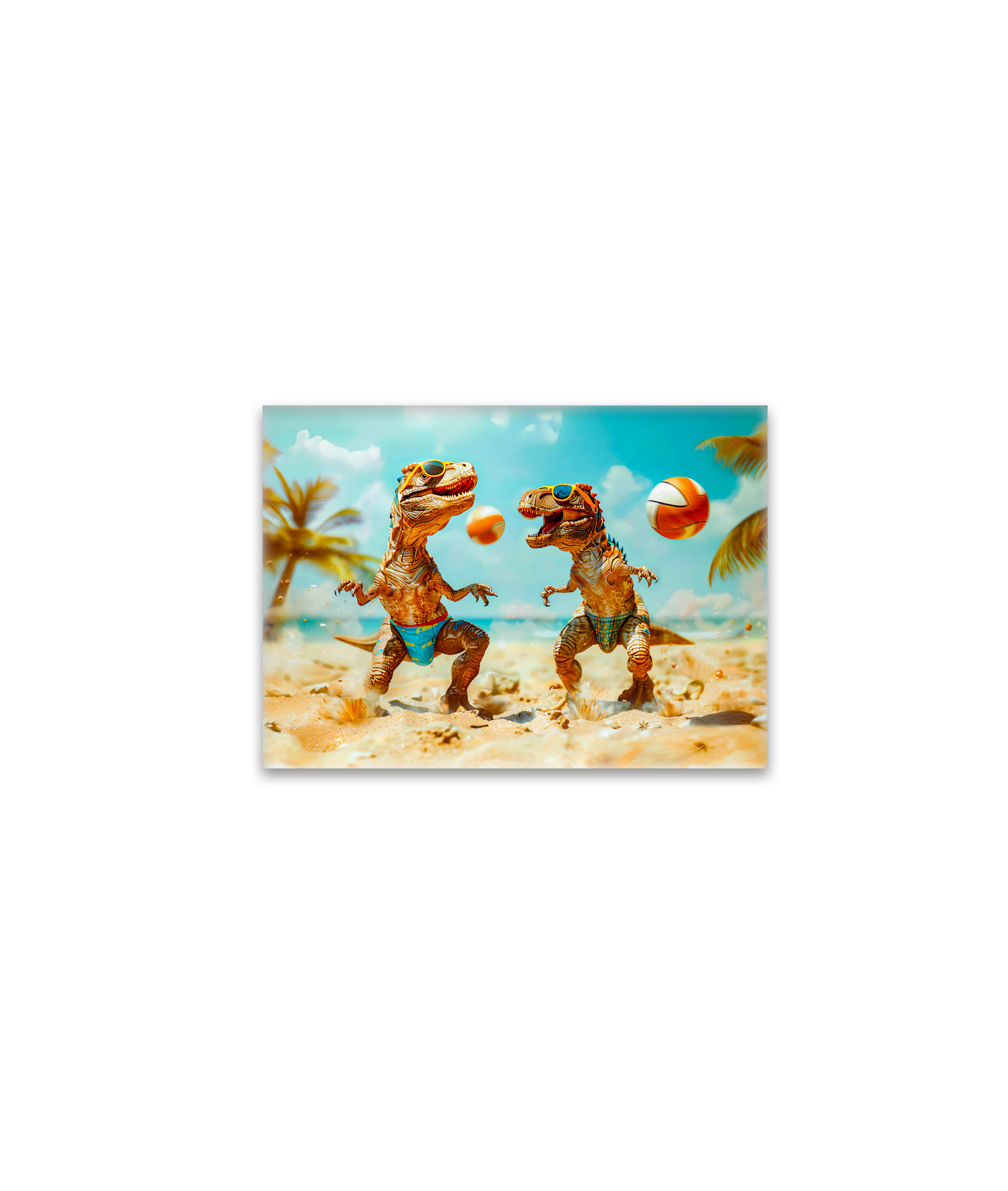 raxxa Glas-Magnet: T-Rexes Playing Ball on Beach