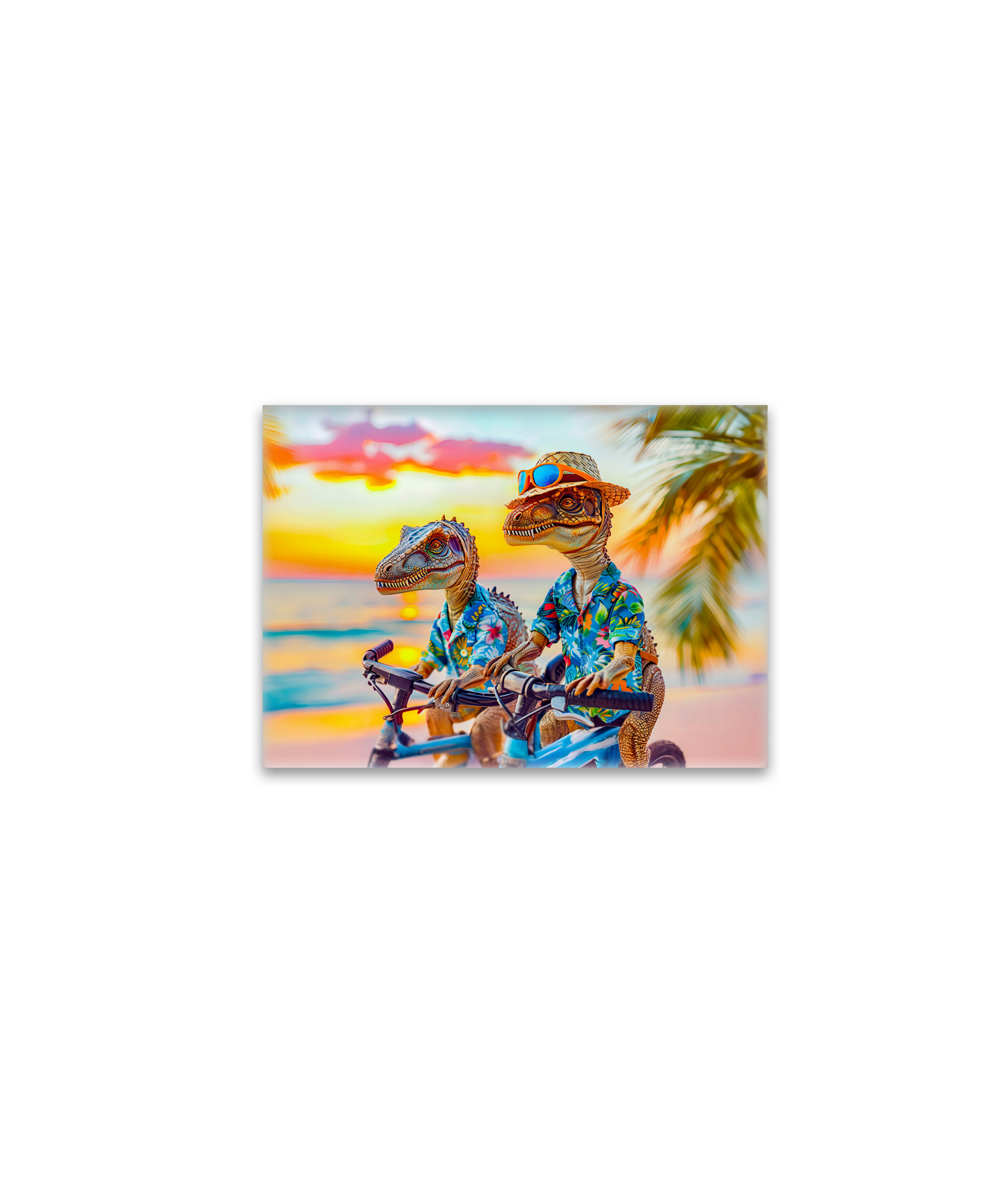 raxxa Glas-Magnet: Dinosaurs Biking at Sunset