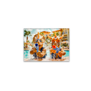 raxxa Glas-Magnet: Dinosaurs Water Fight on Beach