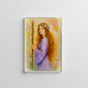 raxxa Glas-Magnet: Celtic druidess with violet robe and staff