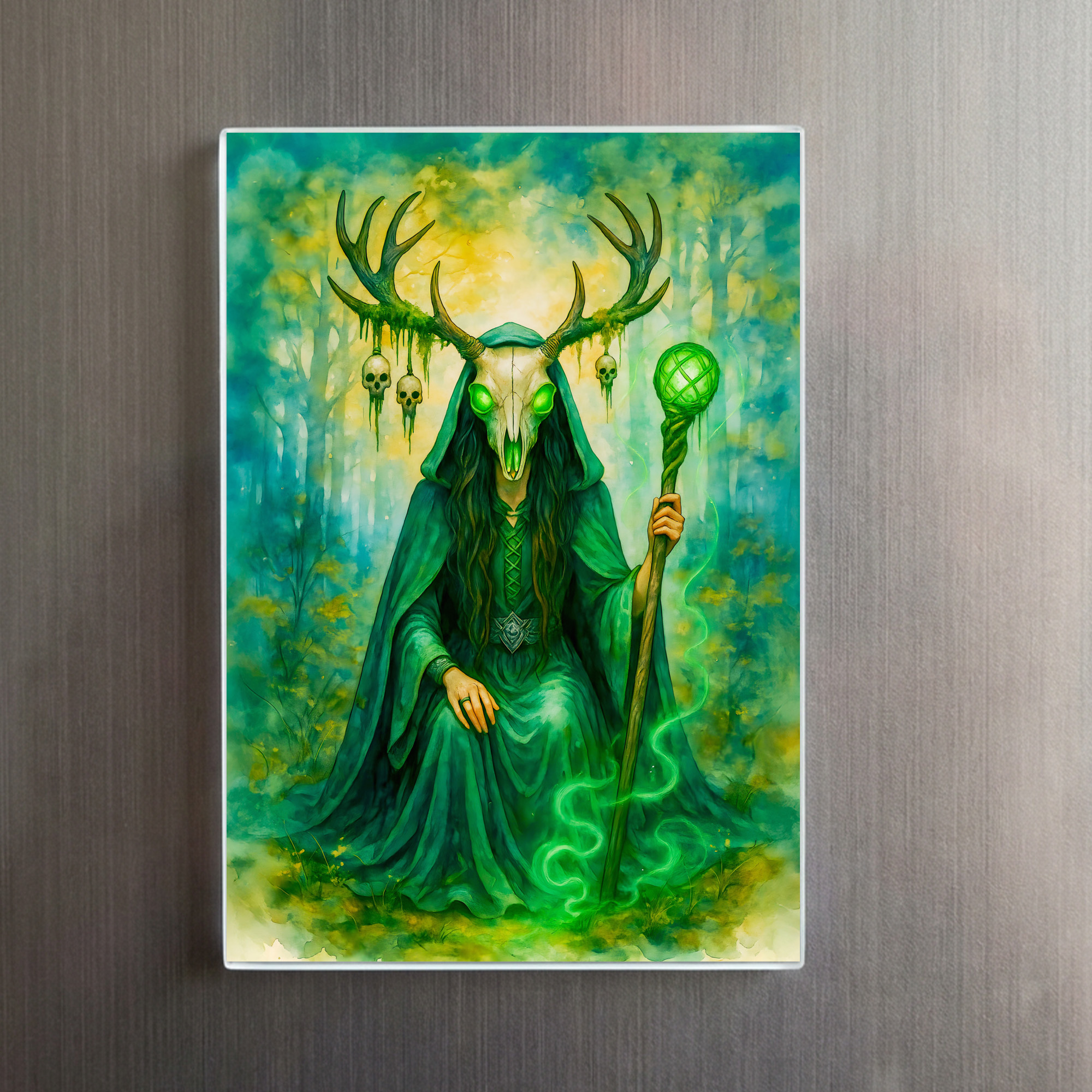 raxxa Glas-Magnet: Mysterious Celtic druidess with antler mask - Image 2