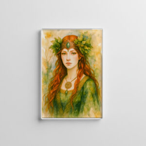 raxxa Glas-Magnet: Celtic druidess with oak leaf crown