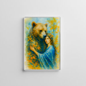 raxxa Glas-Magnet: Celtic druidess with spirit bear