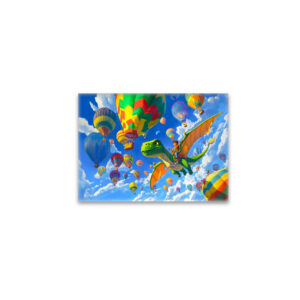 raxxa Glas-Magnet: Anime boy flying dinosaur dragon and balloons
