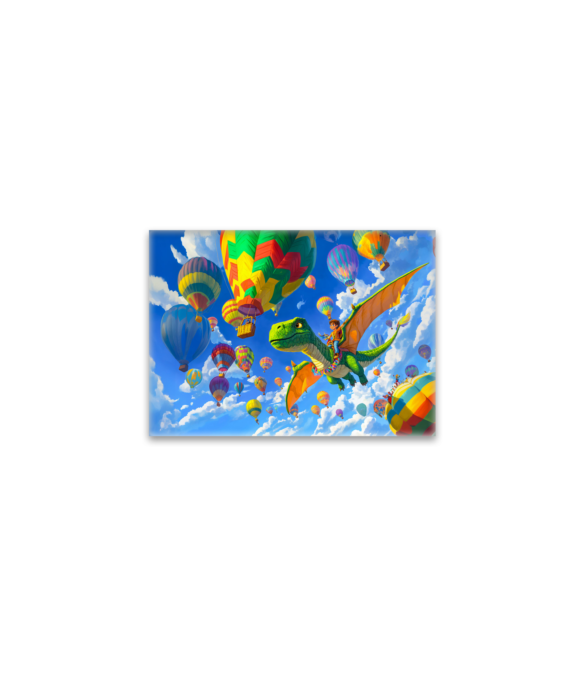 raxxa Glas-Magnet: Anime boy flying dinosaur dragon and balloons