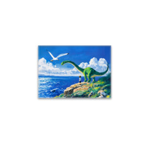 raxxa Glas-Magnet: Anime boy and Brachiosaurus overlooking sea